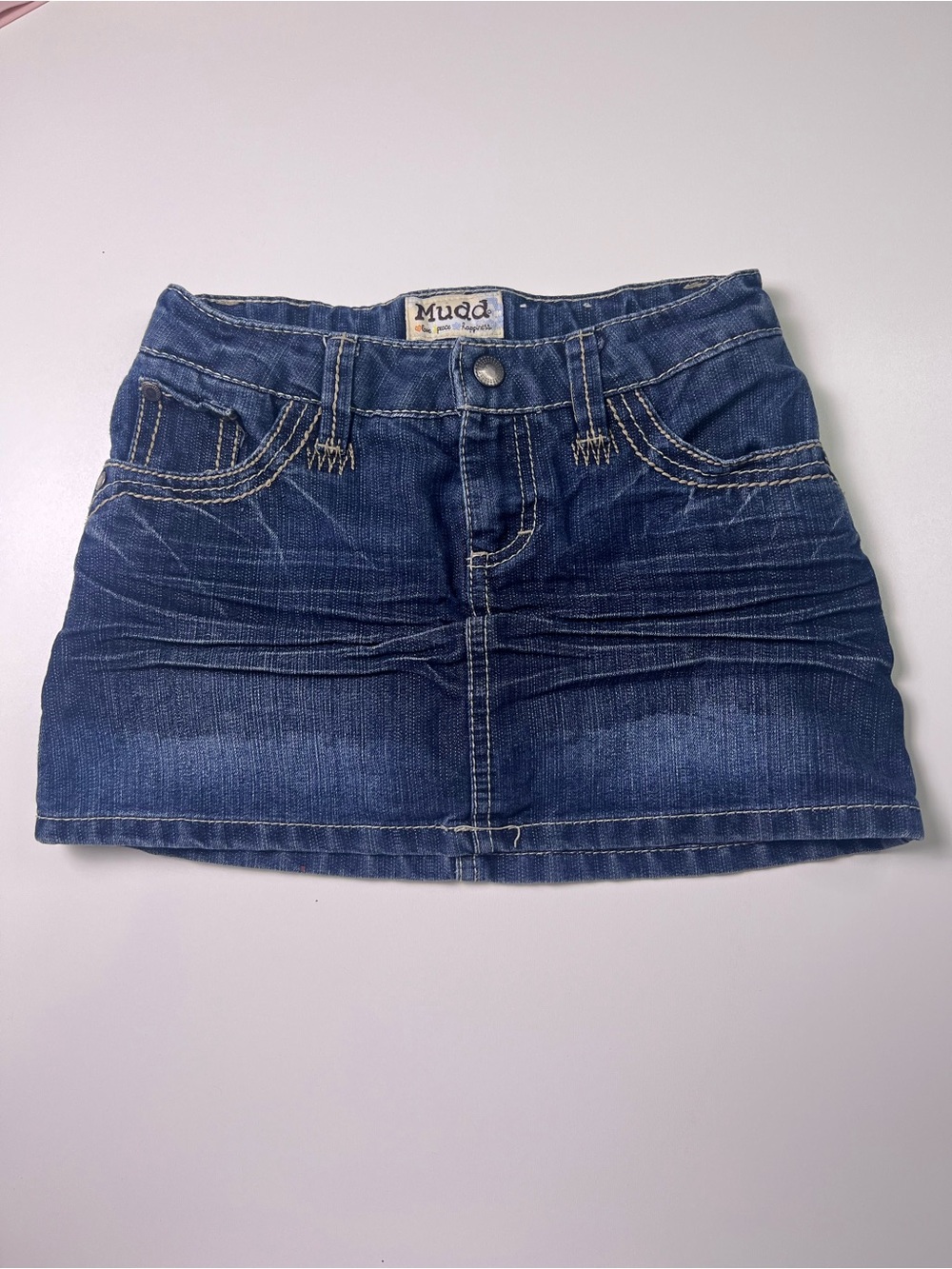 Vintage Y2K Mudd Denim Skort Girls Size 6X Dark Wash Pleated Mini Skirt